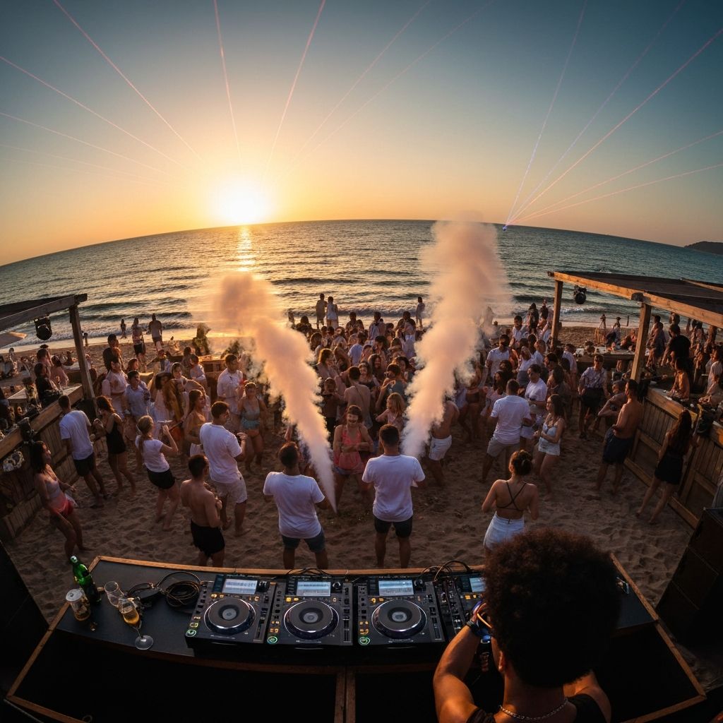 بيتش كلوب - نادي شاطئي في باتومي جورجيا - نادي شاطئي مع حفلات على الرمال وموسيقى إلكترونية حتى الفجر.